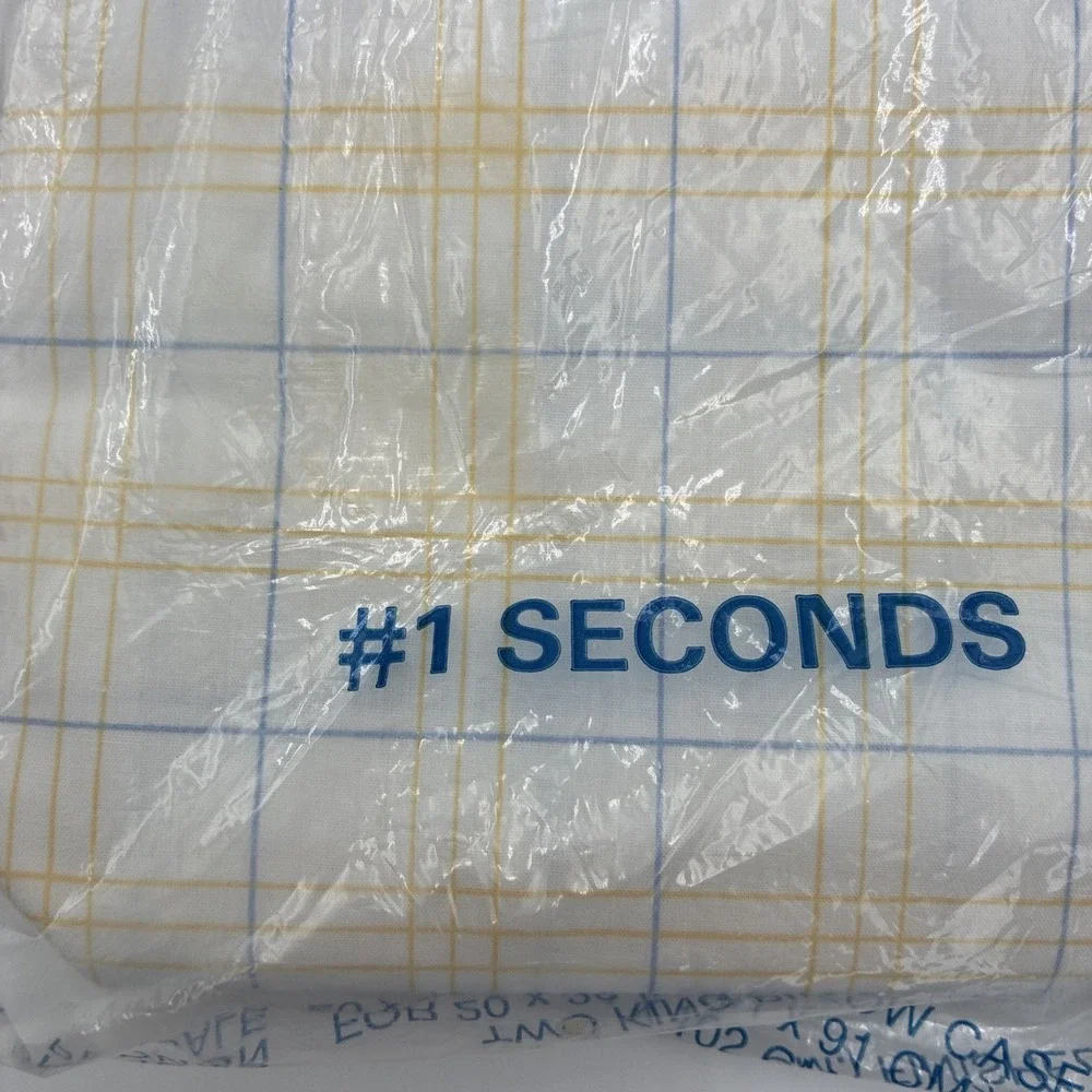 Vintage King Pillowcases No-Iron Percale Plaid Blue Yellow White Set of 2 USA